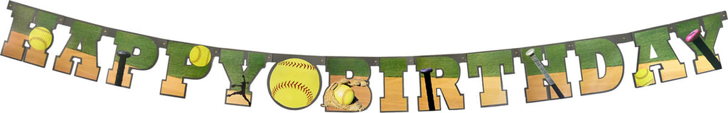 SoftBall Happy Birthday Banner - USA Party Store