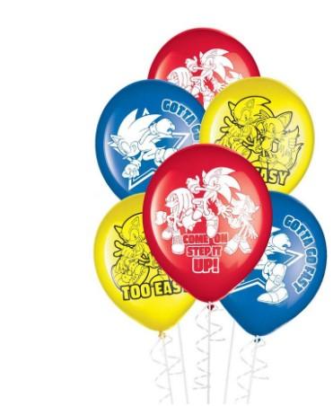 Sonic the Hedgehog Latex Balloons, 12in, 6ct Amscan