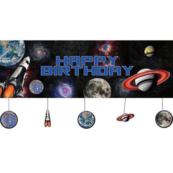 Space Blast Party Banner w/ Hanging Attachments Creative Converting