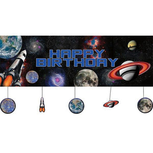 Space Blast Party Banner w/ Hanging Attachments - USA Party Store