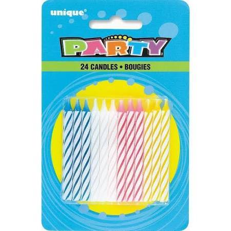 Spiral Birthday Candles, Multi-Colored - 24 pack Unique