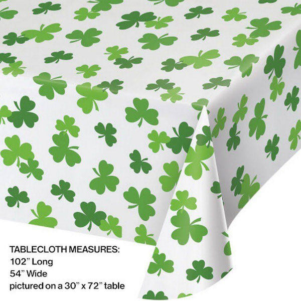 St. Patrick's Day Shamrocks Plastic Tablecloth, Green Creative Converting