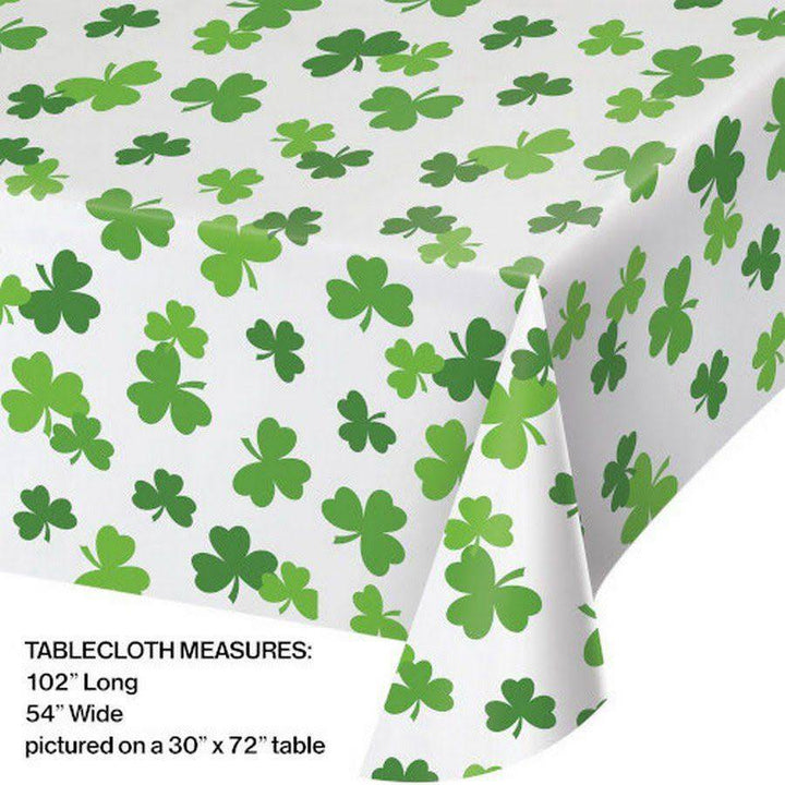 St. Patrick's Day Shamrocks Plastic Tablecloth, Green Creative Converting