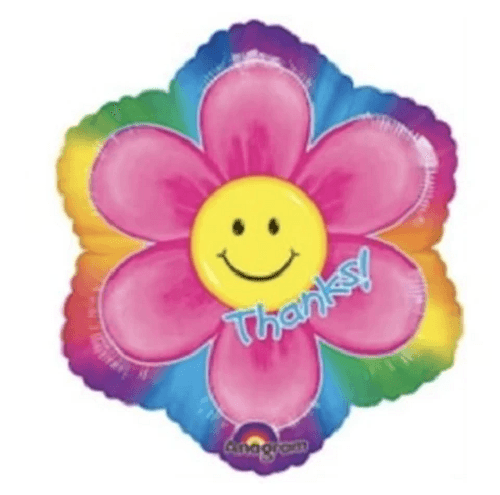 18″ Thanks! Groovy Flower Jr. Shape Foil Mylar Balloon USA Party Store