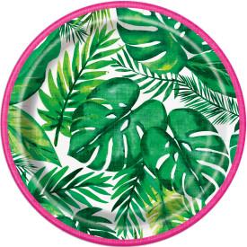 Palm Tropical Luau Paper Plates, 7in, 8ct - USA Party Store