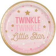 Twinkle  Little Star Pink  Plate 9" - USA Party Store