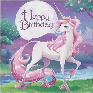 Unicorn Fantasy Happy Birthday Lunch Napkins 2 ply 16 count - USA Party Store