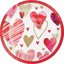 Watercolor Hearts 9" Plate