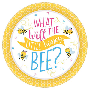 What Will It Bee? Baby Shower Round Paper Disposable Dinner Plate - USA Party Store