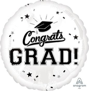 White Congrats Grad Balloon - USA Party Store