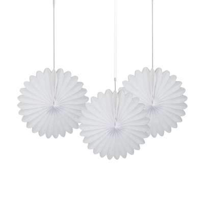 White Solid 6" Tissue Paper Fans 3ct Unique