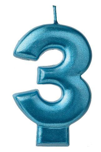 Birthday Celebration, Numeral Metallic Candle, Party Supplies, 3 1/4" 0-9 Amscan