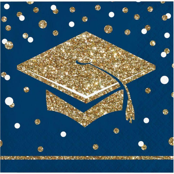 GLITTERING GRAD BEVERAGE NAPKIN, MID COUNT 36CT Creative Converting