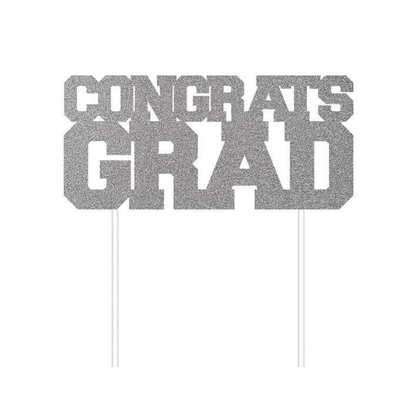 Silver Congrats Grad Cake Topper Creative Converting