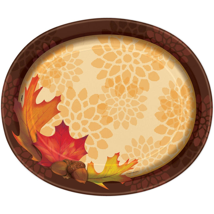 Fall Leaves Oval Plates 12 x 10 in. 8 ct Unique