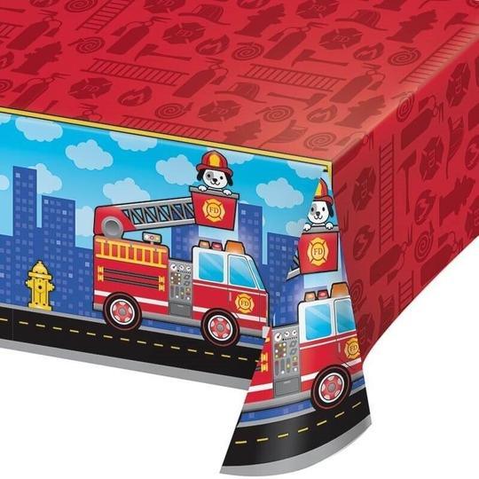 Flaming Fire Truck Table Cover Creative Converting