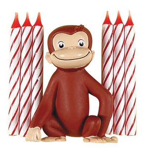 Curious George Cake Topper with 6 Candles - USA Party Store