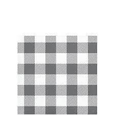 Gray and White Check Beverage napkin Creative Converting