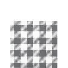 Gray and White Check Beverage napkin