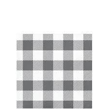 Thankgiving Elegance Gray & White Checked Beverage Napkins 16 count