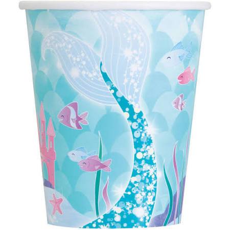 9oz Paper Mermaid Cups, 8ct, Unique