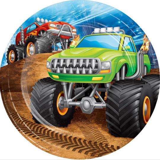 Monster Truck Rally Dessert Plates (8) Ct - USA Party Store