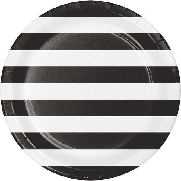 Black velvet stripe plates Creative Converting