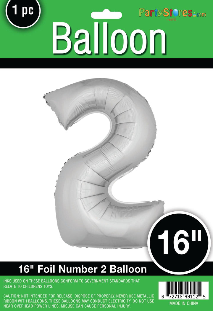 16" Air Filled Only - Number Balloons in Gold or Silver USA Party Store