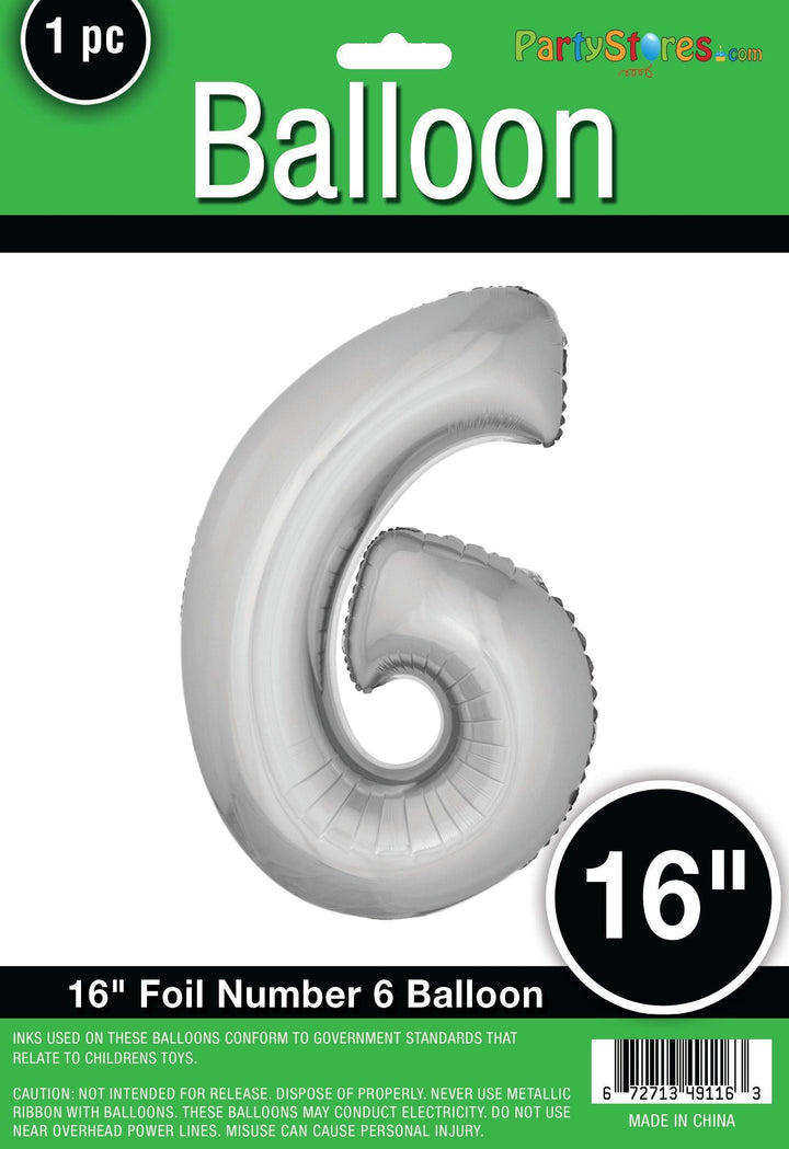 16" Air Filled Only - Number Balloons in Gold or Silver USA Party Store