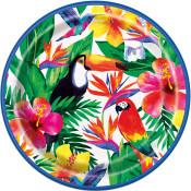Palm Tropical Luau Round 9" Dinner Plates, 8ct - USA Party Store