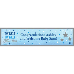 Twinkle Little Star Blue Custom Banner - USA Party Store