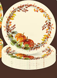 watercolor fall pumpkins 7 in. plates 8 ct